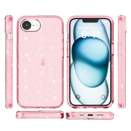 Противоударный чехол Terminator Style Glitter для iPhone 16e - розовый