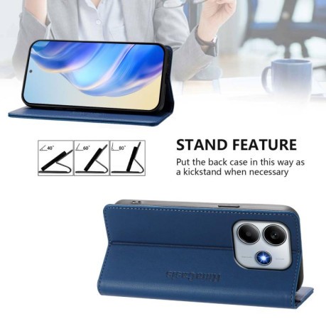 Чохол-книжка RC01 Dual-Folded Magnetic Suction RFID Leather на Xiaomi Poco M7 Pro 5G - синій
