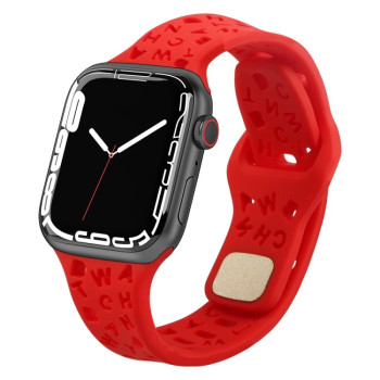 Ремінець English Letters для Apple Watch 10 42mm/Series 8/7 41mm / 40mm / 38mm - червоний