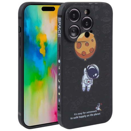 Чохол протиударний Astronaut Pattern Silicone Straight Edge для iPhone 16 Pro - Planet Landing-Black