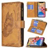 Чохол-гаманець Flying Butterfly Embossing для iPhone 13 Pro Max - коричневий