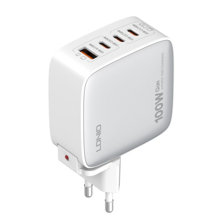 Скоросное зарядное устройство LDNIO Q408 100W GaN USB+3 USB-C / Type-C USB-C / Type-C to USB-C / Type-C  - белое
