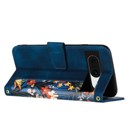 Чехол-книжка Floral Pattern Leather для Google Pixel 8a - синий