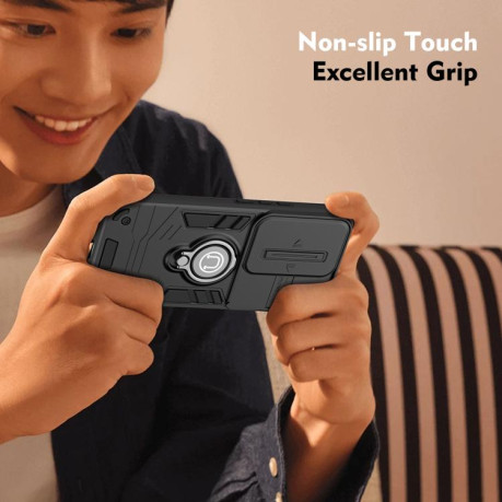 Чохол протиударний Sliding Camshield Ring Holder для Infinix Hot 50 Pro+ 4G - чорний