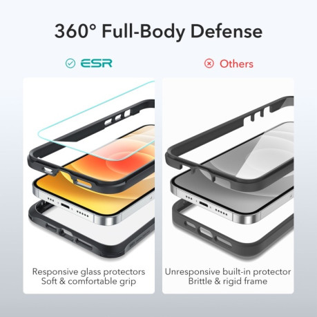 Противоударный чехол ESR Alliance Tough Series c защитным стеклом (2 pcs) для iPhone 12 Mini - черный