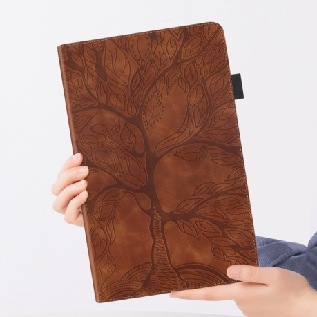 Чехол-книжка Tree Life Series Embossed Leather для Xiaomi Redmi Pad SE - коричневый