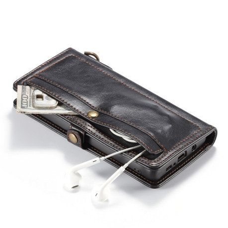 Шкіряний чохол-книжка CaseMe Qin Series Wrist Strap Wallet Style із вбудованим магнітом на Samsung Galaxy S10 Plus- чорний