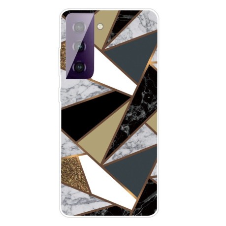 Противоударный чехол Marble Pattern для Samsung Galaxy S21 - Rhombus Golden Yellow