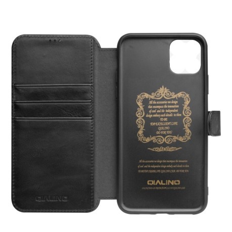 Шкіряний чохол QIALINO Wallet Case для iPhone 11 - чорний