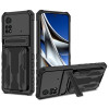 Противоударный чехол Kickstand Armor Card Wallet для Xiaomi Poco X4 Pro 5G - черный