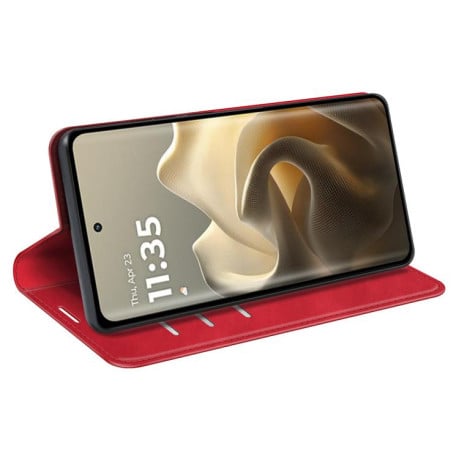 Чехол-книжка Retro Skin Feel Business Magnetic на Motorola Edge 60 Pro - красный