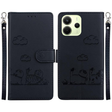 Чохол-книжка Cute Cats RFID Leather для Xiaomi Redmi Note 14 4G 164.84mm - чорний