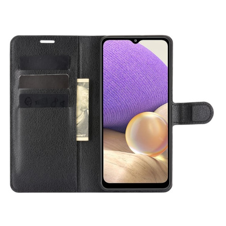 Чехол-книжка Litchi Texture на Samsung Galaxy A32 5G- черный