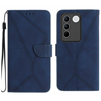 Чехол-книжка Stitching Embossed Leather для Vivo V27E 4G Global - синий