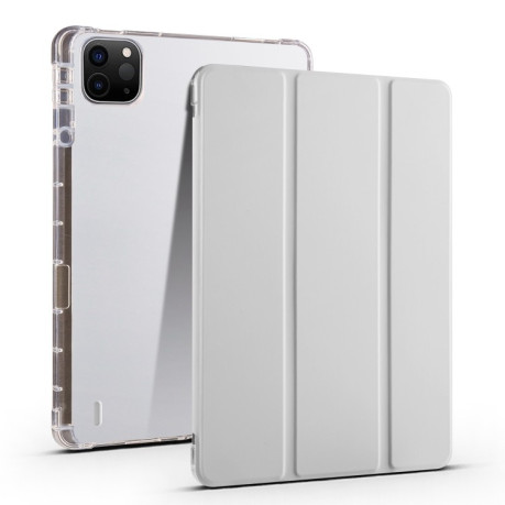 Чехол-книжка 3-fold Clear TPU Smart Leather Tablet Case with Pen Slot для iPad Pro 11 2024 - серый