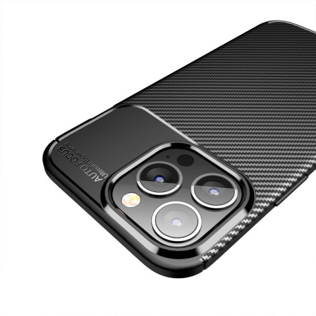 Ударозащитный чехол HMC Carbon Fiber Texture на iPhone 13 Pro - коричневый