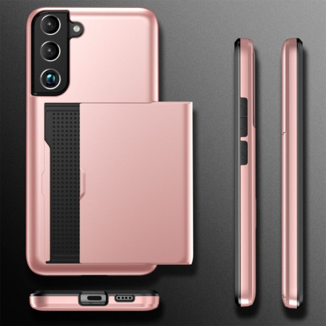 Противоударный чехол Armor Slide Card Slot для Samsung Galaxy S22 5G - розовый