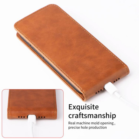 Чехол Magnetic Vertical Flip Leather для OnePlus 13T 5G - коричневый