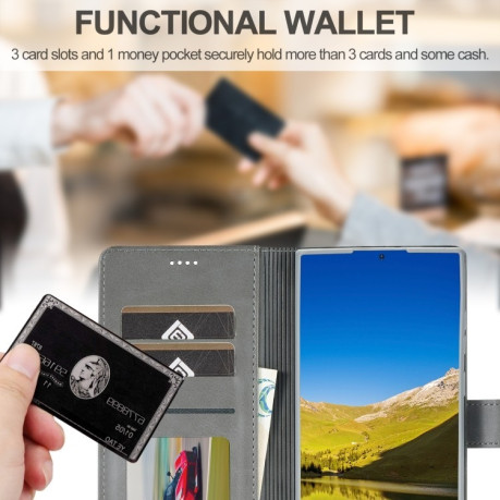 Чоловіча книжка LCIMEEKE Calf Texture на Samsung Galaxy S25 Ultra 5G - сірий