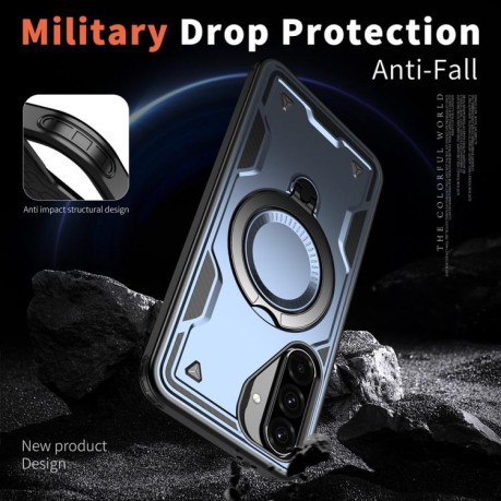 Противоударный чехол MagSafe Holder Armor PC Hybrid для Samsung Galaxy A56 5G - синий