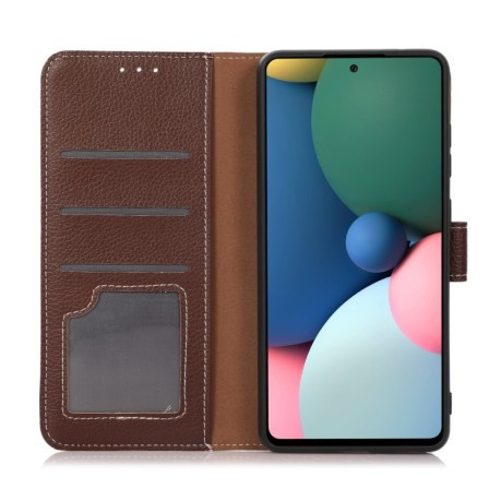 Чехол-книжка Litchi Texture with Wallet для iPhone 13 mini - коричневый