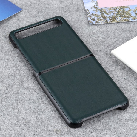 Противоударный чехол Lambskin Texture для Samsung Galaxy Z Flip - зеленый
