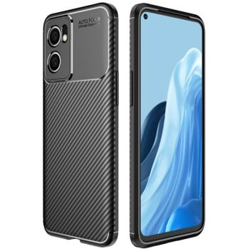 Ударозащитный чехол HMC Carbon Fiber Texture на Reno7 5G Global/ Find X5 Lite/OnePlus Nord CE2 5G - черный