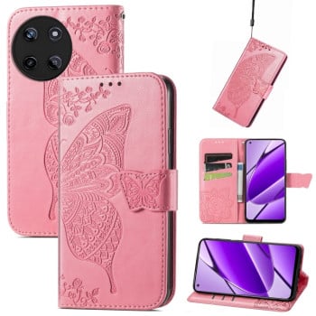 Чехол-книжка Butterfly Love Flower Embossed для Realme 11 4G Global - розовый