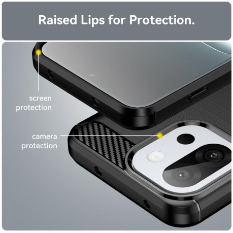 Противоударный чехол Brushed Texture Carbon Fiber на OnePlus 13T - черный