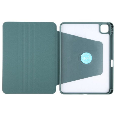 Чехол-книжка GEBEI Acrylic TPU 3-folding Rotating Smart Tablet Leather для iPad Pro 13 2024 - зеленый