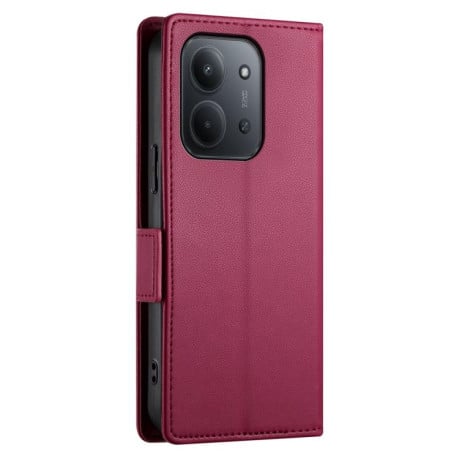 Чохол-книжка Side Buckle Magnetic Frosted Leather на Xiaomi Redmi 15C 5G / 4G EU 173mm / Poco C85 5G - винно-червоний