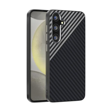 Карбоновий чохол ABEEL C Carbon Fiber Series фактура 6D Micro Relief з MagSafe на Samsung Galaxy S25 FE 5G - чорно-сірий
