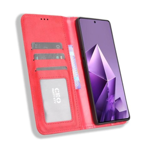 Чохол-книжка Magnetic Buckle Retro Crazy Horse Texture на Infinix Note 50 Pro+ - червоний