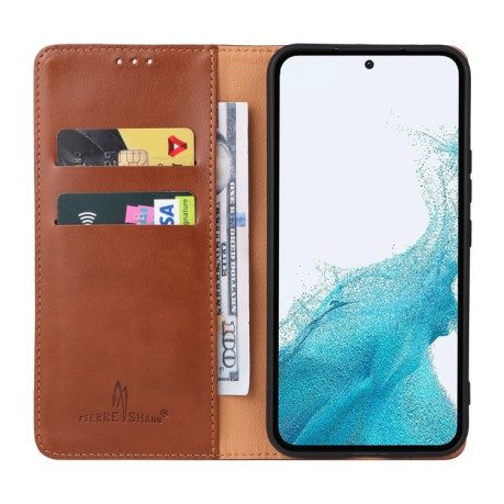 Кожаный чехол-книжка Fierre Shann Genuine leather Samsung Galaxy A54 5G - коричневый