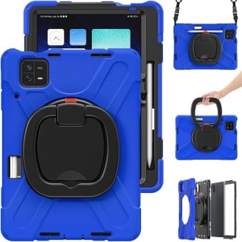 Чехол Silicone Hybrid PC Tablet Case with Holder &amp; Shoulder Strap для Xiaomi Pad 6 / 6 Pro - синий