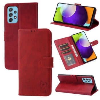 Чехол-книжка Happy Cat Pattern для Samsung Galaxy A23 4G - красный