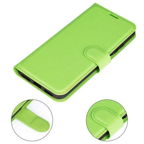 Чехол-книжка Litchi Texture для Samsung Galaxy M22 - зеленый