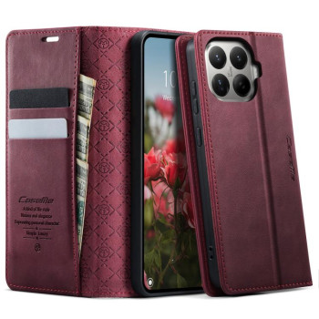 Чехол-книжка CaseMe 033 с фактурой Calf и защитой от сканирования RFID на Xiaomi 17T 5G — красный