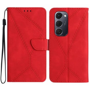 Чехол-книжка Stitching Embossed Leather на Tecno Spark 40 Pro+ 4G — красный