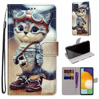 Чохол-книжка Coloured Drawing Cross для Samsung Galaxy A53 5G - Leather Shoes Cat