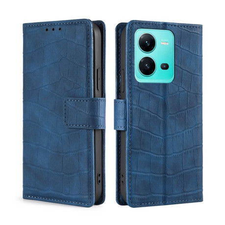 Чехол-книжка Skin Feel Crocodile Texture для Vivo V25 5G/V25e 5G/X80 Lite - синий