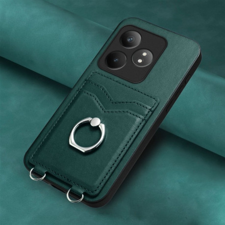 Противоударный чехол R20 Ring Card Holder для Realme GT Neo6 / GT 6T - зеленый
