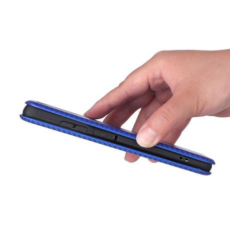 Чехол-книжка Carbon Fiber Texture на Motorola Edge 60 Pro - синій