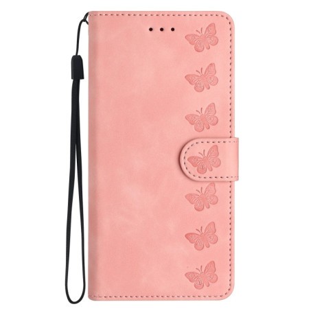 Чохол-книжка Seven Butterflies Embossed Leather для Xiaomi Redmi Note 14 4G - рожевий