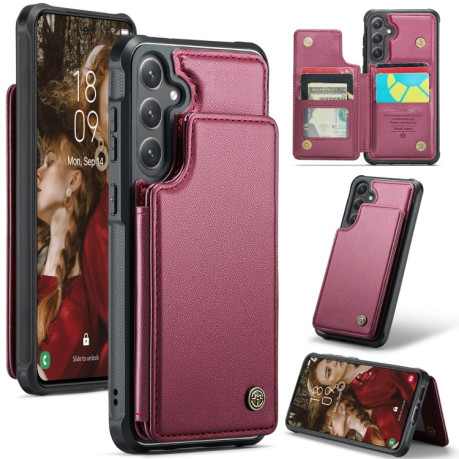 Чехол CaseMe C22 Card Slots Holder RFID Anti-theft для Samsung Galaxy S24 FE 5G - красный