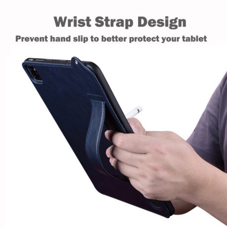 Противоударный чехол Wristband Leather Back для Xiaomi Pad 7 / 7 Pro - синий