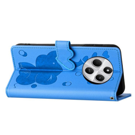 Чехол-книжка Cartoon Elephant Embossed Leather для Xiaomi Redmi A4 5G - синий