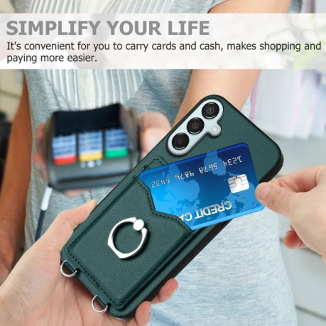 Протиударний чохол R20 Ring Card Holder для Samsung Galaxy F15/M15 - зелений