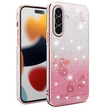 Протиударний чохол Gradient Glitter Flower All-inclusive  для Samsung Galaxy A36 - рожевий