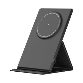 Бездротова зарядка ROCK RWC-0886 W50 Leather Magnetic Wireless Charger Stand - чорний